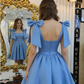 Chic Homecoming Dress Square Bowknot Pleated Back to School Outfits Party Dress D6742