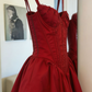 Chic Homecoming Dress Spaghetti Strap Pleated Back to School Outfits Party Dress D6743