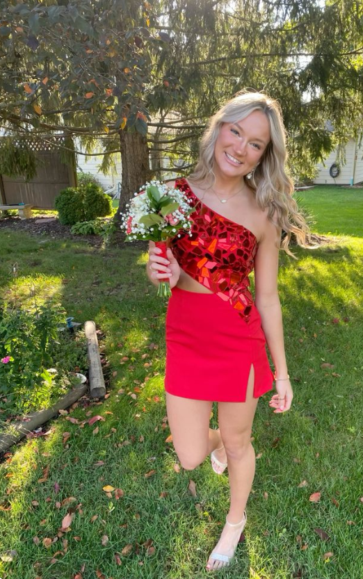Chic Homecoming Dress One Shoulder Two Pieces Split Back to School Outfits Party Dress D6745