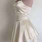 Chic Homecoming Dress Spaghetti Strap Pleated Back to School Outfits Party Dress D6746