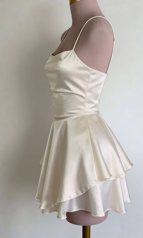 Chic Homecoming Dress Spaghetti Strap Pleated Back to School Outfits Party Dress D6746