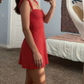 Chic Homecoming Dress Spaghetti Strap Red Back to School Outfits Party Dress D6748