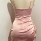 Chic Homecoming Dress Spaghetti Strap Pleated Pink Back to School Outfits Party Dress D6750