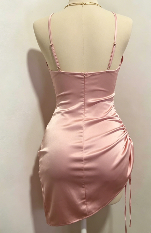 Chic Homecoming Dress Spaghetti Strap Pleated Pink Back to School Outfits Party Dress D6750