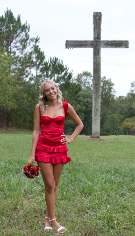 Chic Homecoming Dress Spaghetti Strap Pleated Flouncing Back to School Outfits Party Dress D6751
