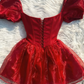 Chic Homecoming Dress Puff Sleeves Sweetheart Tulle Back to School Outfits Party Dress D6753