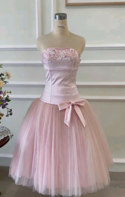 Charming Prom Dress Ball Gown Pink Sequins Bowknot Gala Dress Evening Dress  D6761