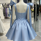 Chic Homecoming Dress Sweetheart Bowknot Pleated Back to School Outfts Party Dress D6754