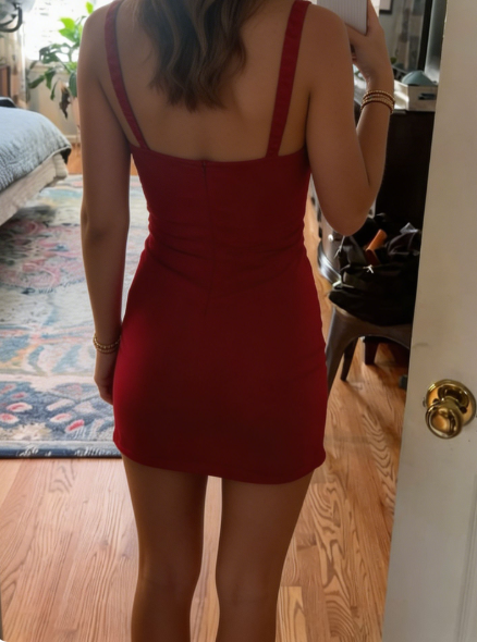 Chic Homecoming Dress V Neck Hugging Back to School Outfts Party Dress D6755