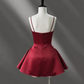 Chic Homecoming Dress Spaghetti Strap Pleated Back to School Outfits Party Dress D6756