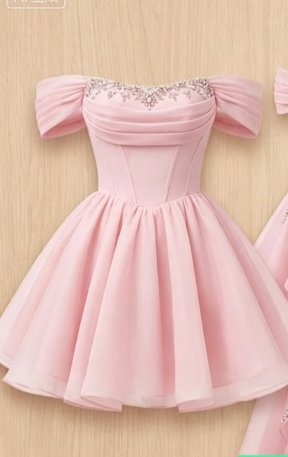 Chic Homecoming Dress Off the Shoulder Pleated Rinestone Hi-Lo Bowknot Back to School Outfts Party Dress D6757