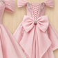Chic Homecoming Dress Off the Shoulder Pleated Rinestone Hi-Lo Bowknot Back to School Outfts Party Dress D6757