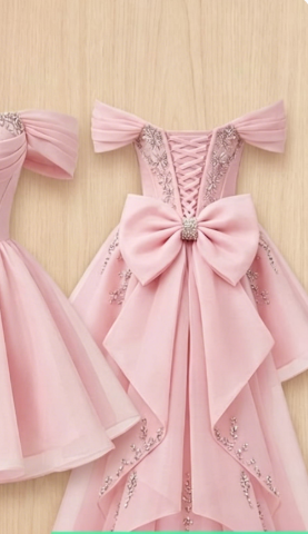 Chic Homecoming Dress Off the Shoulder Pleated Rinestone Hi-Lo Bowknot Back to School Outfts Party Dress D6757