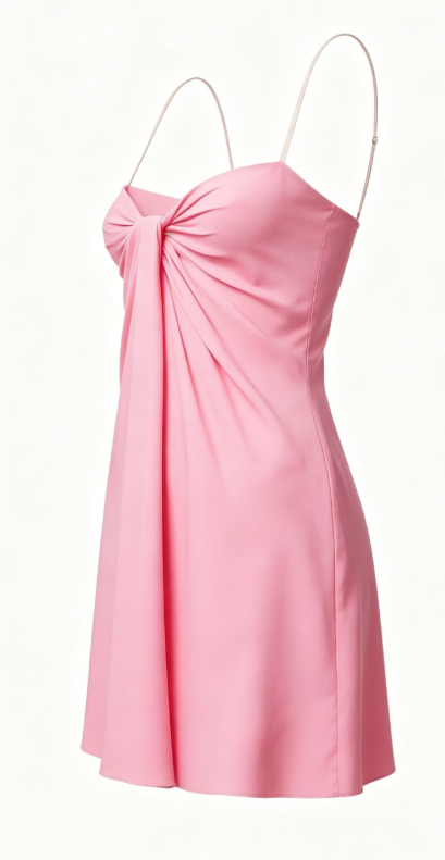 Chic Homecoming Dress Spaghetti Strap Pleated Pink Back to School Outfts Party Dress D6765