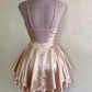 New Homecoming Dress Spaghetti Strap Pleated Back to School Outfts Party Dress D6768
