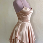 New Homecoming Dress Spaghetti Strap Pleated Back to School Outfts Party Dress D6768