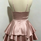 New Homecoming Dress Spaghetti Strap Pleated Back to School Outfts Party Dress D6769