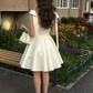New Homecoming Dress Square Bowknot Pleated Back to School Outfts Party Dress D6770