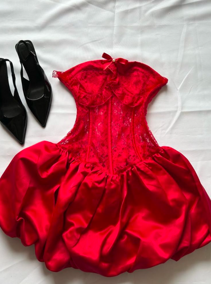 New Homecoming Dress Strapless Lace Pleated Back to School Outfts Party Dress D6771