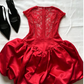 New Homecoming Dress Strapless Lace Pleated Back to School Outfts Party Dress D6771