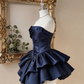 Elegant Homecoming Dress Strapless Cascade Back to School Outfits Party Dress D6789