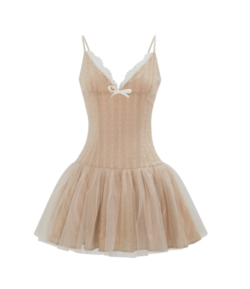 Elegant Homecoming Dress V Neck Tulle Bowknot Back to School Outfits Party Dress D6793
