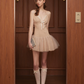 Elegant Homecoming Dress V Neck Tulle Bowknot Back to School Outfits Party Dress D6793