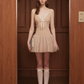 Elegant Homecoming Dress V Neck Tulle Bowknot Back to School Outfits Party Dress D6793