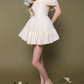 Elegant Homecoming Dress Off the Shoulder Flouncing Pleated Back to School Outfits Party Dress D6795