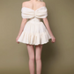 Elegant Homecoming Dress Off the Shoulder Flouncing Pleated Back to School Outfits Party Dress D6795