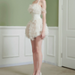 Elegant Homecoming Dress Halter Lace Pearl Back to School Outfits Party Dress D6796