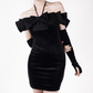 Elegant Homecoming Dress Off the Shoulder Black Bowknot Back to School Outfits Party Dress D6802
