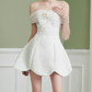 Elegant Homecoming Dress Off the Shoulder Flower Back to School Outfits Party Dress D6803