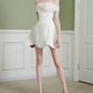 Elegant Homecoming Dress Off the Shoulder Flower Back to School Outfits Party Dress D6803
