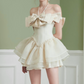 Elegant Homecoming Dress Off the Shoulder Bowknot Tulle Back to School Outfits Party Dress D6804