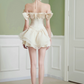Elegant Homecoming Dress Off the Shoulder Bowknot Tulle Back to School Outfits Party Dress D6804