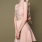 Elegant Homecoming Dress Halter Rinestone Tassel Back to School Outfits Party Dress D6805
