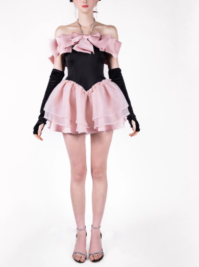 Elegant Homecoming Dress Off the Shoulder Tulle Cascade Back to School Outfits Party Dress D6806