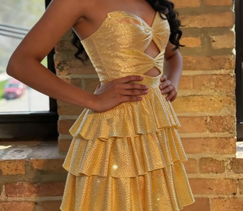 Elegant Homecoming Dress Sweetheart Sequins Cascade Back to School Outfits Party Dress D6808