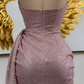 Stunning Homecoming Dress Strapless Sequins Pleated Back to School Outfits Party Dress D6811