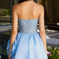 Stunning Homecoming Dress Strapless Flower Applique Back to School Outfits Party Dress D6814