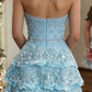 Stunning Homecoming Dress Strapless Sequins Cascade Back to School Outfits Party Dress D6819