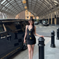Stunning Homecoming Dress V Neck Black Back to School Outfits Party Dress D6831