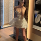 Stunning Homecoming Dress V Neck Lace Butterfly Applique Back to School Outfits Party Dress D6832