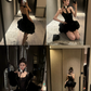 Stunning Homecoming Dress Spaghetti Strap Black Beaded Back to School Outfits Party Dress D6834