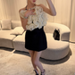 Stunning Homecoming Dress Halter Flower Back to School Outfits Party Dress D6835