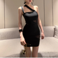 Stunning Homecoming Dress One Shoulder Black Tulle Back to School Outfits Party Dress D6836