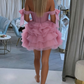 Stunning Homecoming Dress Off the Shoulder Tulle Cascade Back to School Outfits Party Dress D6843