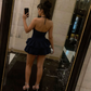 Stunning Homecoming Dress Halter Cascade Back to School Outfits Party Dress D6846