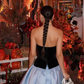 Stunning Homecoming Dress V Neck Bowknot Pleated Back to School Outfits Party Dress D6853